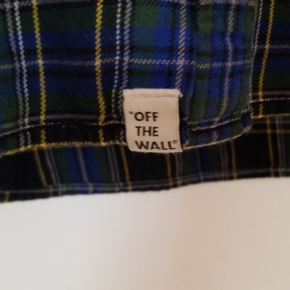 Van's flannel button down blue and green - Picture 2 of 4